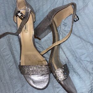 Silver Ankle Strap Heels